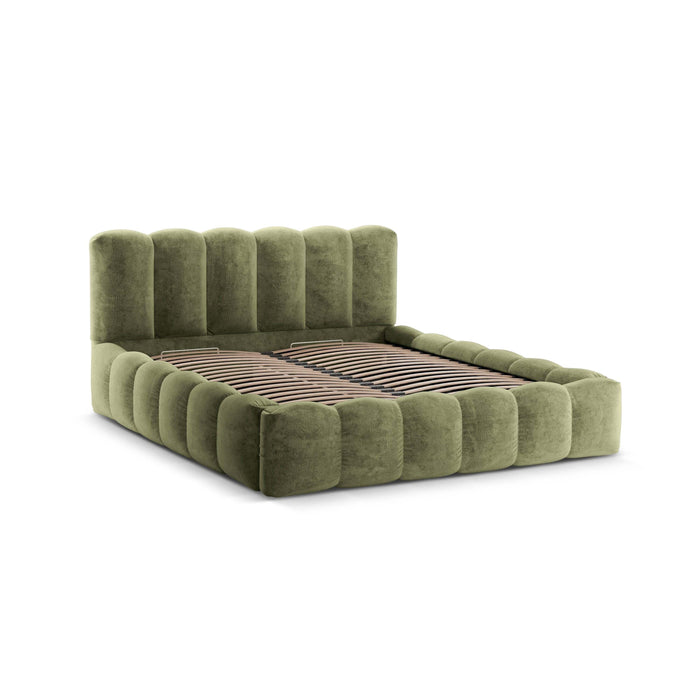 Micadoni Lupine Bedframe met Opbergruimte 140 x 200 cm - Chenille - Lichtgroen