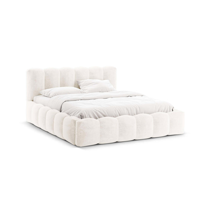 Micadoni Lupine Bedframe met Opbergruimte 140 x 200 cm - Chenille - Lichtbeige
