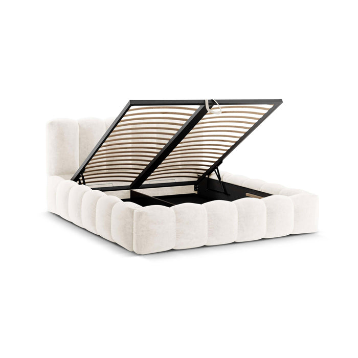 Micadoni Lupine Bedframe met Opbergruimte 140 x 200 cm - Chenille - Lichtbeige