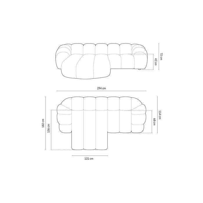 Micadoni Diana 3-zits Hoekbank met Chaise Longue Links - Mintgroen