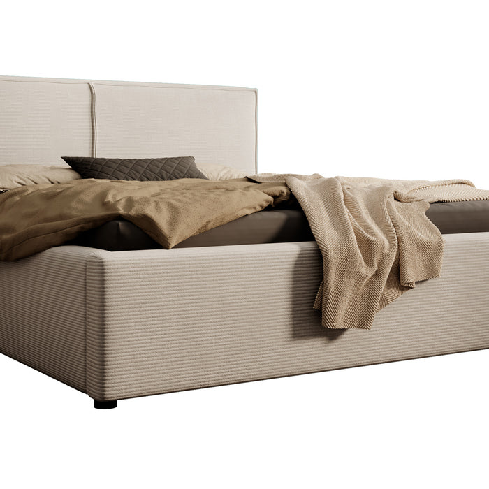 Meubella Tweepersoonsbed Infinity - Beige ribstof - 160x200 cm