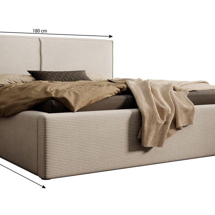 Meubella Tweepersoonsbed Infinity - Beige ribstof - 160x200 cm