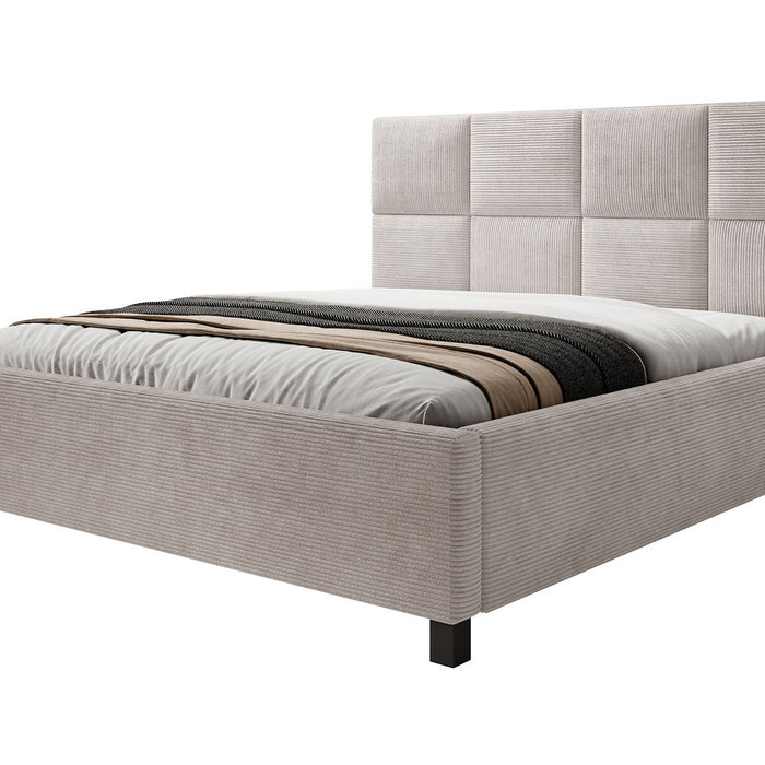 Meubella Tweepersoonsbed Soline - Beige ribstof - 180x200 cm