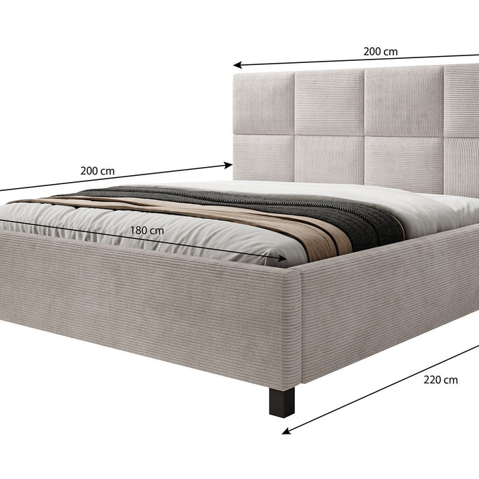 Meubella Tweepersoonsbed Soline - Beige ribstof - 180x200 cm