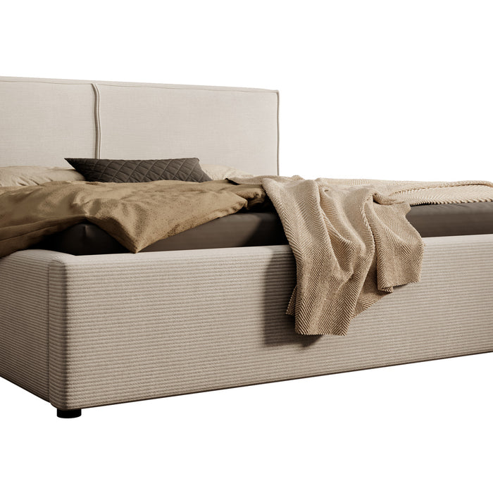 Meubella Tweepersoonsbed Infinity - Beige ribstof - 180x200 cm