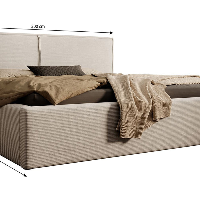 Meubella Tweepersoonsbed Infinity - Beige ribstof - 180x200 cm