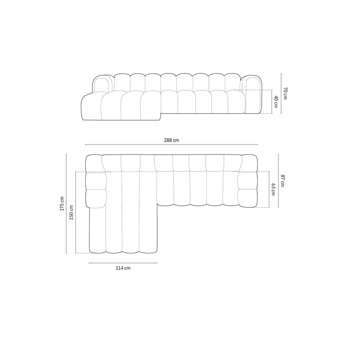 Micadoni Lupine 4-zits Hoekbank met Chaise Longue Links - Chenille - Lichtgrijs