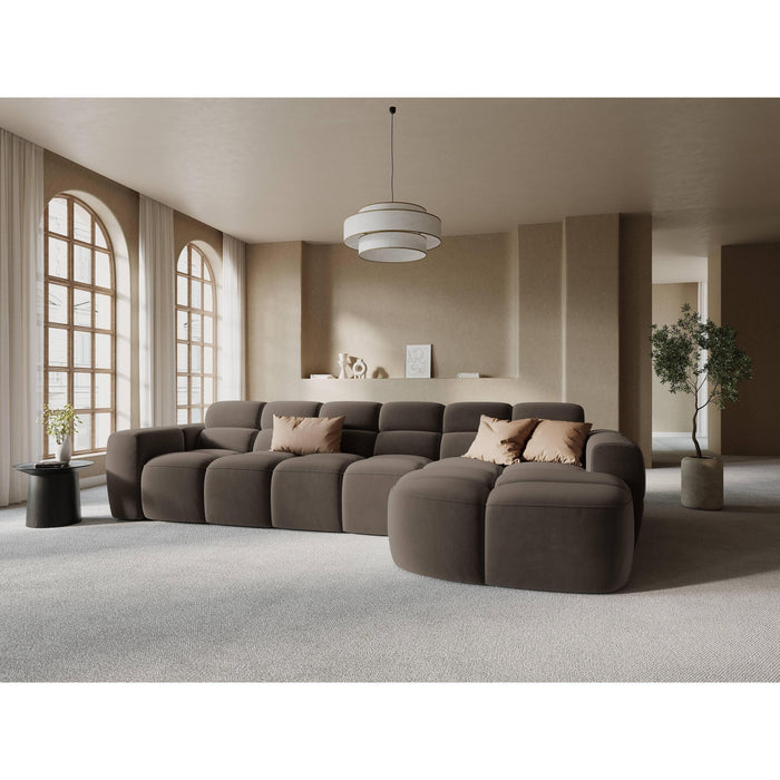 Micadoni Lisa Hoekbank met Chaise Longue Rechts - Velvet - Lichtbruin