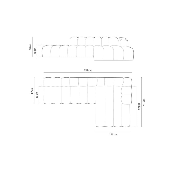 Micadoni Lupine 5-zits Hoekbank met Chaise Longue Open Rechts - Chenille - Koningsblauw