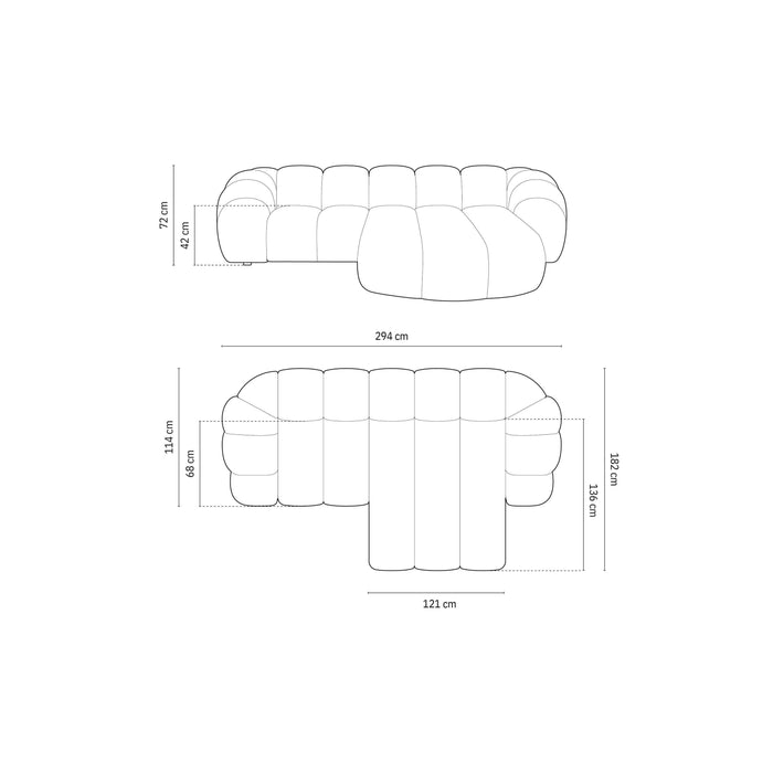 Micadoni Diana 3-zits Hoekbank met Chaise Longue Rechts - Denimblauw