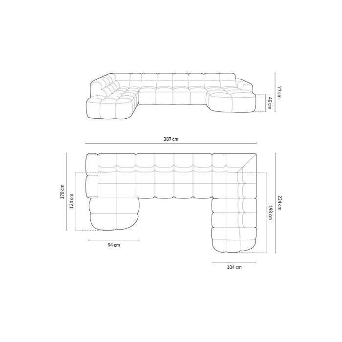 Micadoni Lisa U-bank Rechts - Velvet - Lichtbruin
