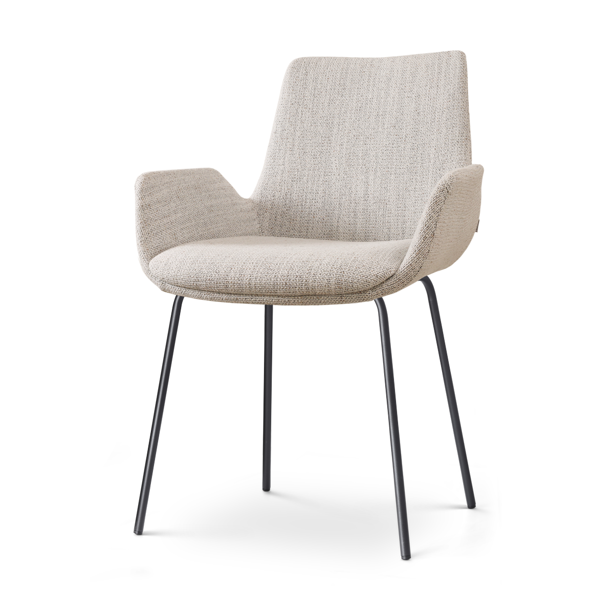 Nolon Nora-Eef Eetkamerstoel Beige Gemêleerd - met Armleuning - Zwart