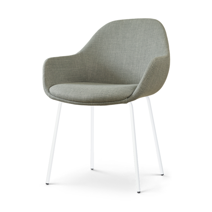 Nolon Nora-Mae Eetkamerstoel Saliegroen - Armleuning - Witte Poten