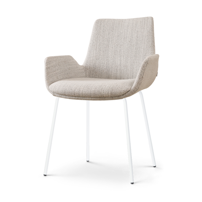 Nolon Nora-Eef Eetkamerstoel Beige Gemêleerd - met Armleuning - Wit