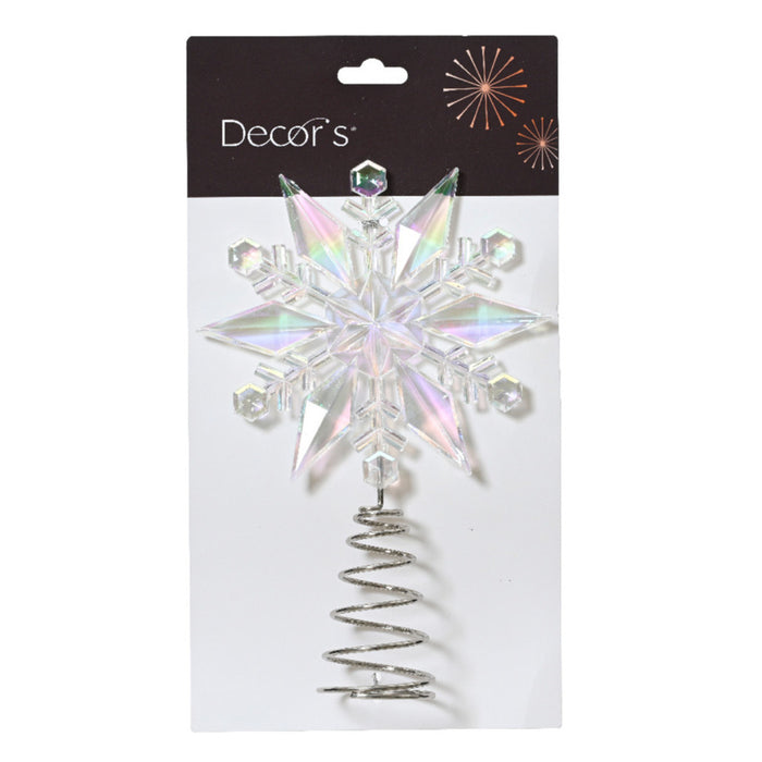 Decoris Kerst piek - edelweiss -transparant - parelmoer -22,5 cm