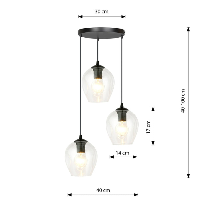 Loft46 3-lichts hanglamp Noah rond