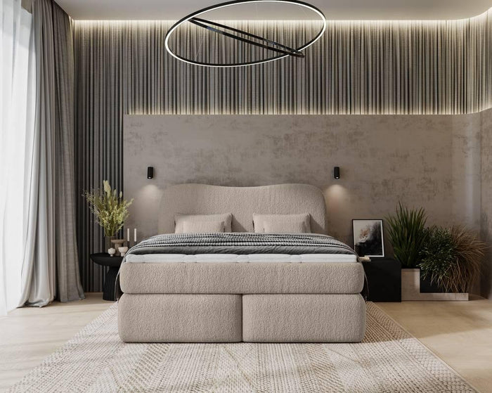NADUVI Collection Lavelle boxspring bouclé 140 x 200 cm