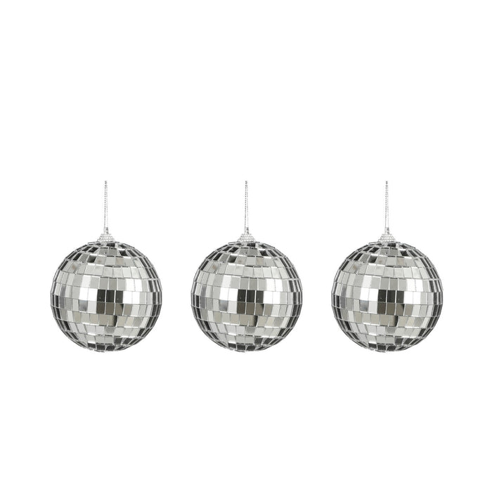 House of Seasons kerstballen - disco - 3x st - zilver - 8 cm