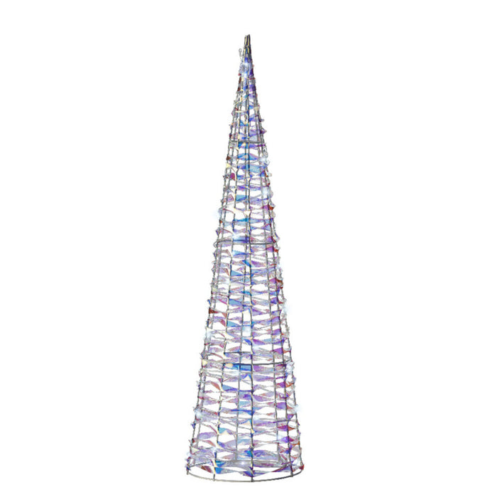 Lumineo LED kegel kerstboom lamp - zilver- 20 leds wit - H40