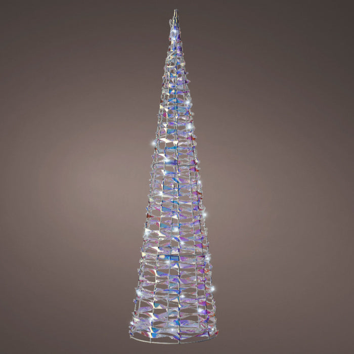 Lumineo LED kegel kerstboom lamp - zilver- 20 leds wit - H40