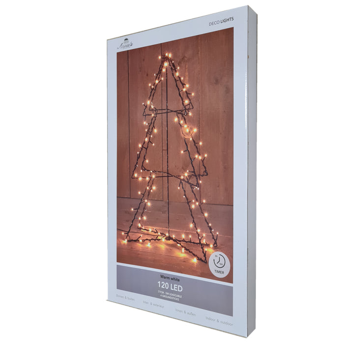 Anna's Collection Verlichte 3D kerstboom - 77cm - zwart - 120 led