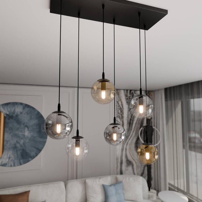 NADUVI Collection Glazen hanglamp eetkamer Cosmo 6-lichts