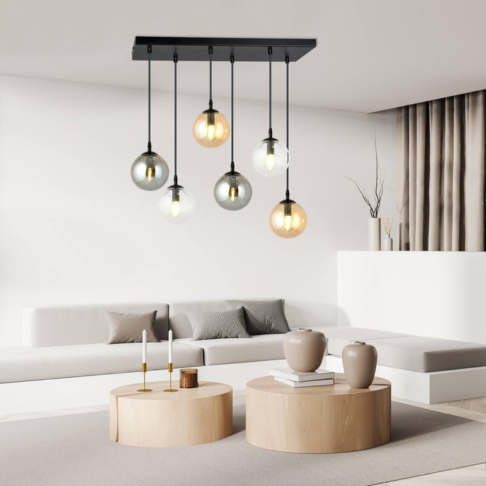 NADUVI Collection Glazen hanglamp eetkamer Cosmo 6-lichts