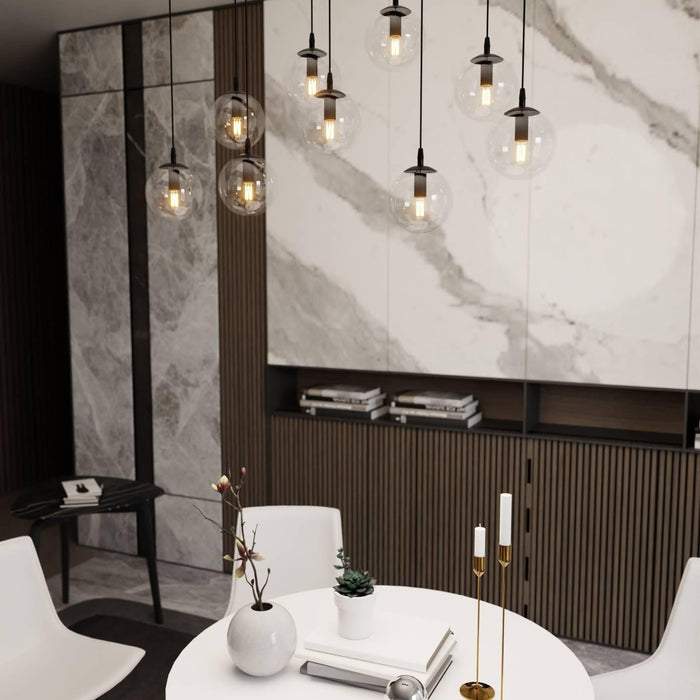 NADUVI Collection Glazen hanglamp eetkamer Cosmo 9-lichts