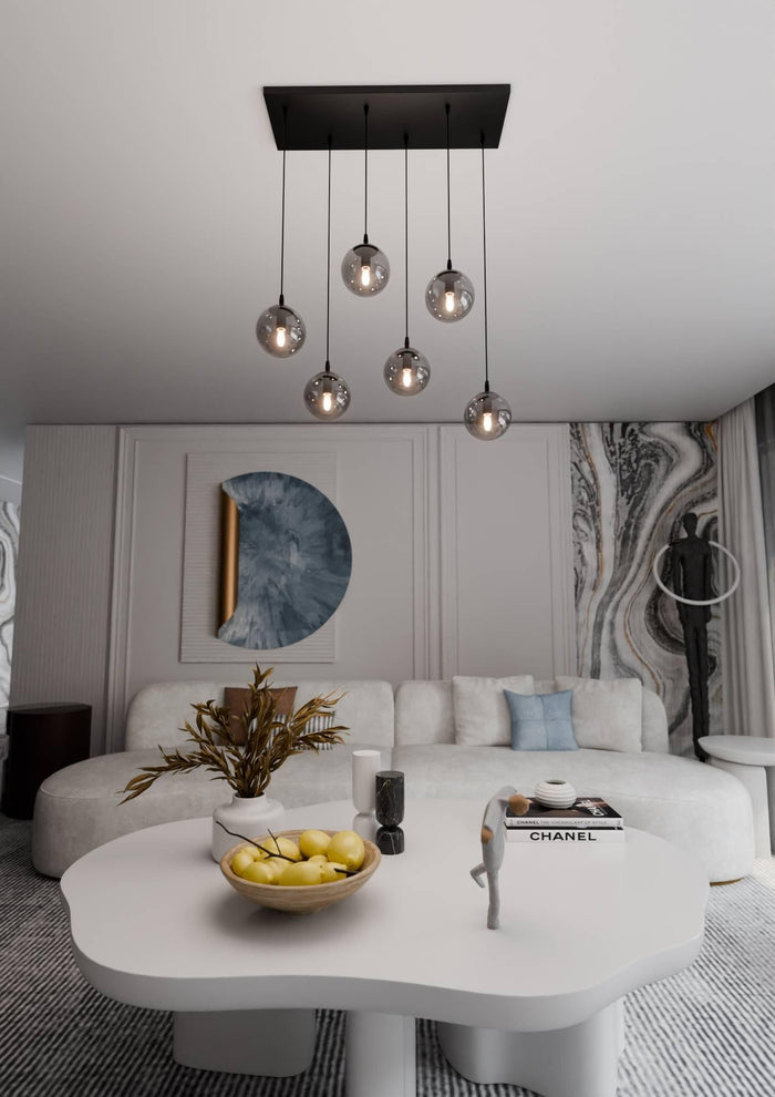 NADUVI Collection Glazen hanglamp eetkamer Cosmo 6-lichts