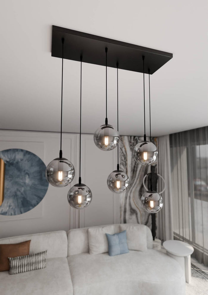NADUVI Collection Glazen hanglamp eetkamer Cosmo 6-lichts