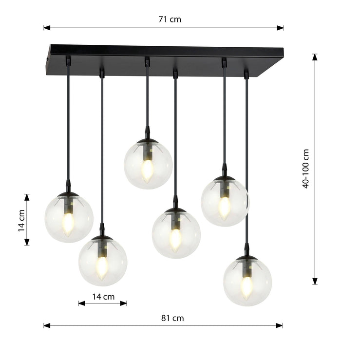 NADUVI Collection Glazen hanglamp eetkamer Cosmo 6-lichts