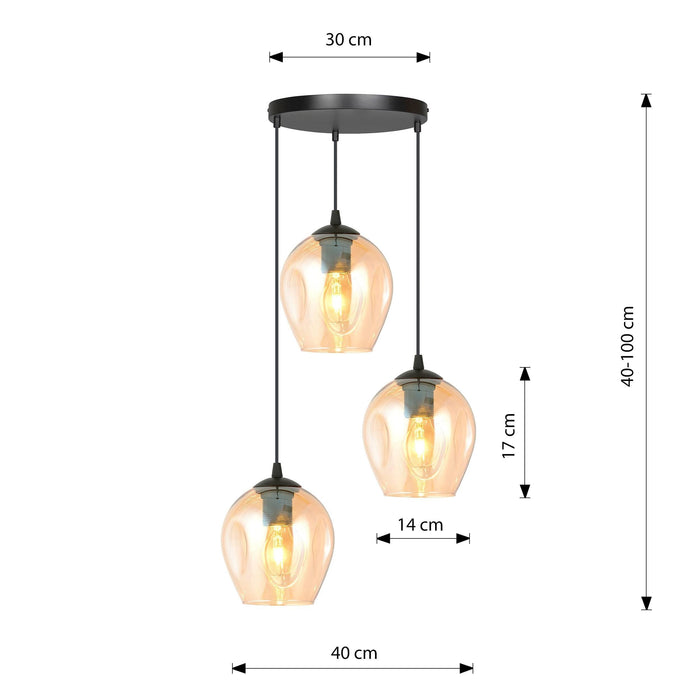 Loft46 3-lichts hanglamp Noah rond