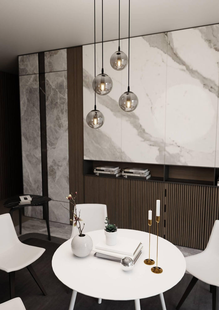 NADUVI Collection Glazen hanglamp eetkamer Cosmo rond 4-lichts
