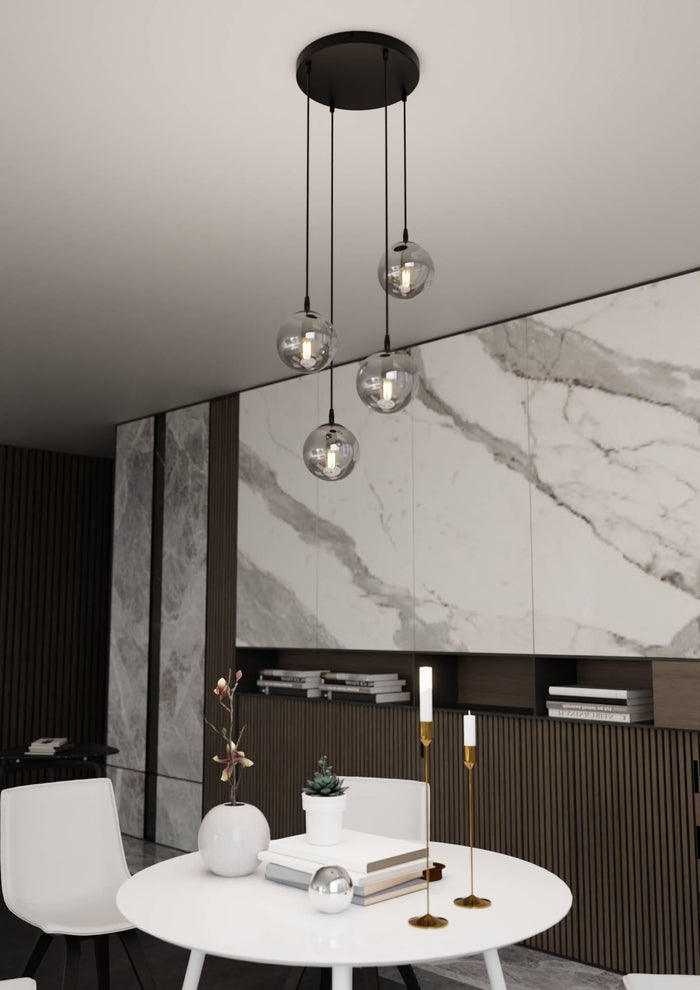 NADUVI Collection Glazen hanglamp eetkamer Cosmo rond 4-lichts