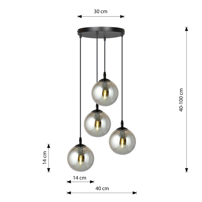 NADUVI Collection Glazen hanglamp eetkamer Cosmo rond 4-lichts