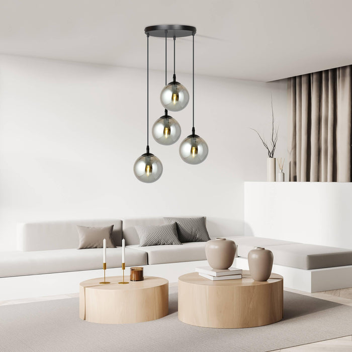 NADUVI Collection Glazen hanglamp eetkamer Cosmo rond 4-lichts