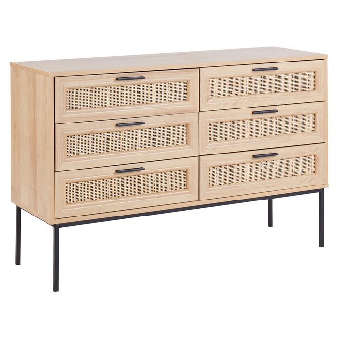 Beliani - PASCO - Dressoir 6-lades - Lichte houtkleur - Rotan