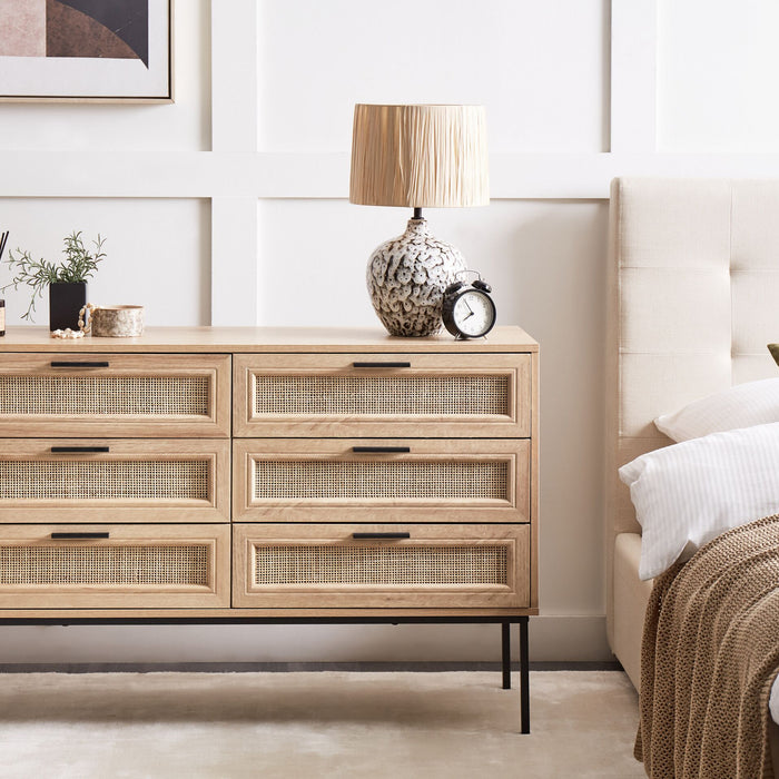 Beliani - PASCO - Dressoir 6-lades - Lichte houtkleur - Rotan