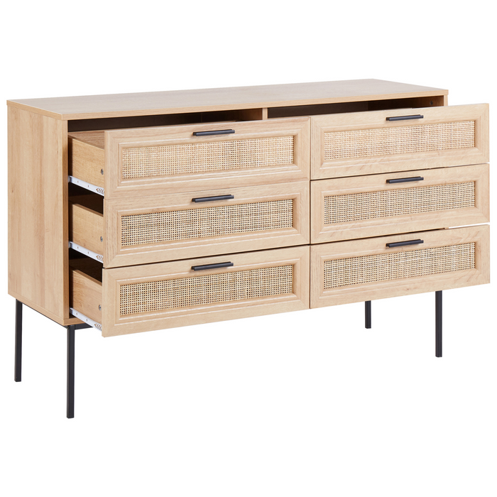 Beliani - PASCO - Dressoir 6-lades - Lichte houtkleur - Rotan