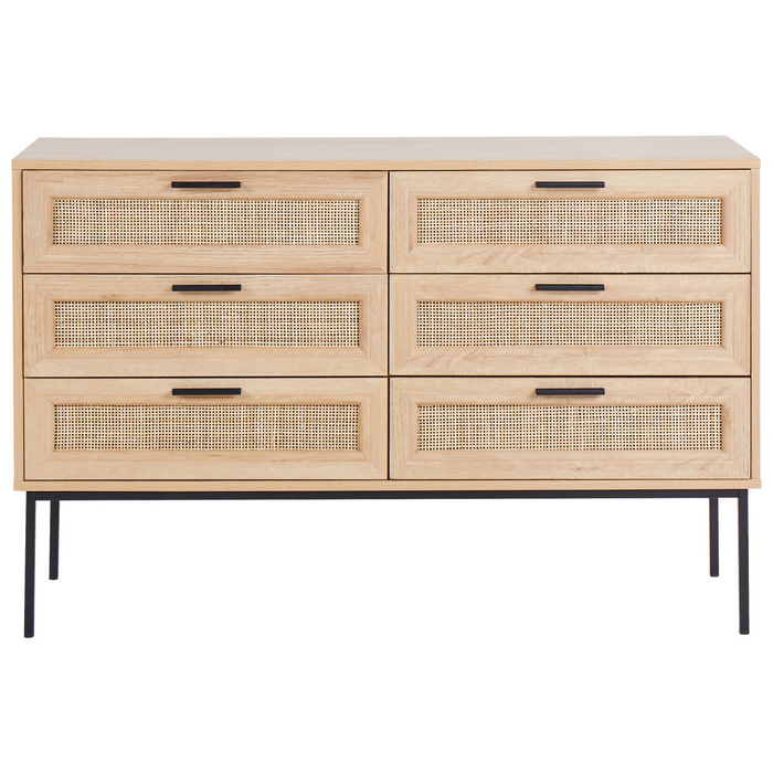 Beliani - PASCO - Dressoir 6-lades - Lichte houtkleur - Rotan