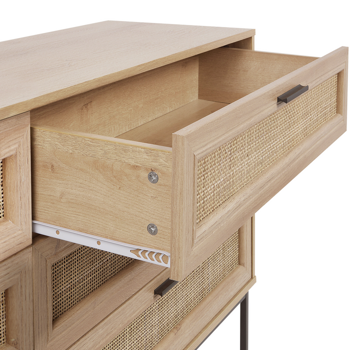 Beliani - PASCO - Dressoir 6-lades - Lichte houtkleur - Rotan