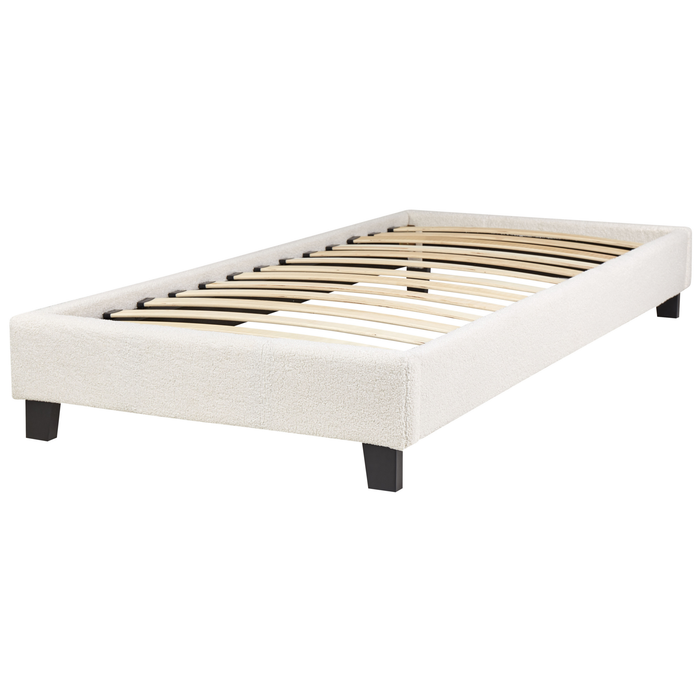 Beliani - ROANNE - Eenpersoonsbed - Lichtbeige - 90 x 200 cm - Bouclé
