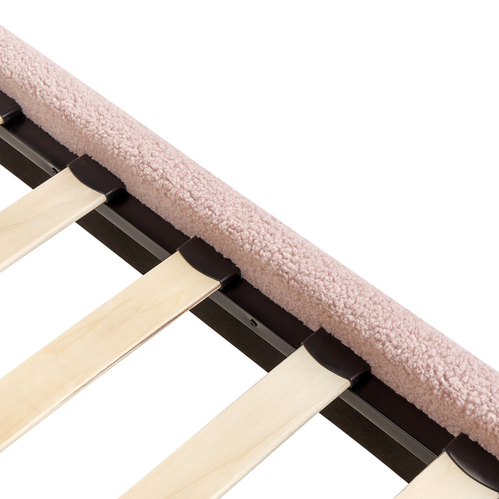 Beliani - ROANNE - Eenpersoonsbed - Pastelroze - 90 x 200 cm - Bouclé