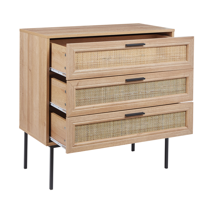 Beliani - PASCO - Dressoir 3-lades - Lichte houtkleur - Rotan