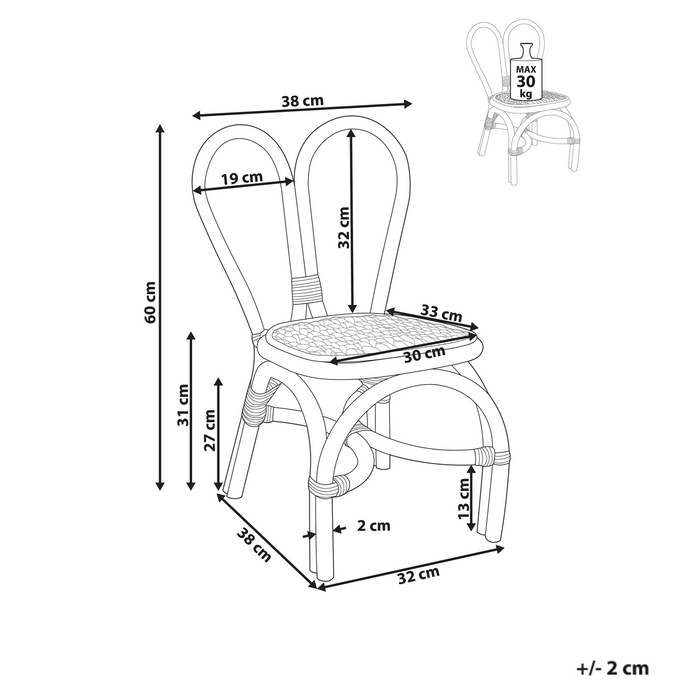 Beliani - DESIMI - Kinderstoel - Natuurlijk - Rotan