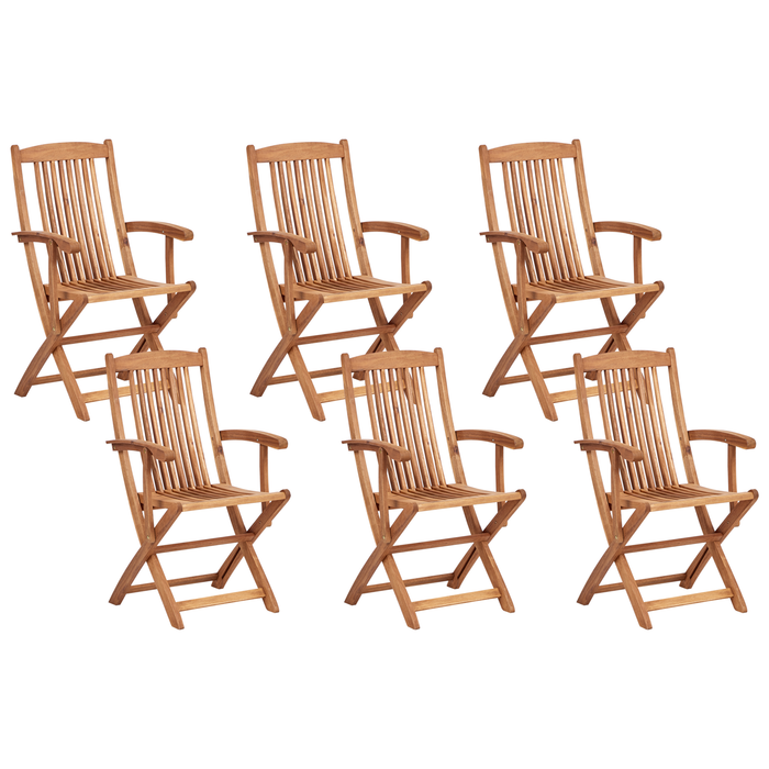 Beliani - MAUI II - Tuinset voor 6 - Lichte houtkleur - Acaciahout