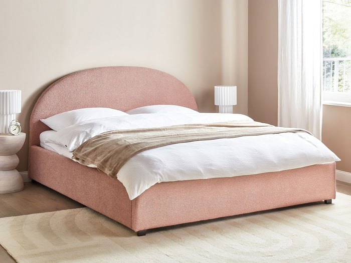 Beliani-VAUCLUSE -Tweepersoonsbed-Pastelroze-180 x 200 cm-Polyester