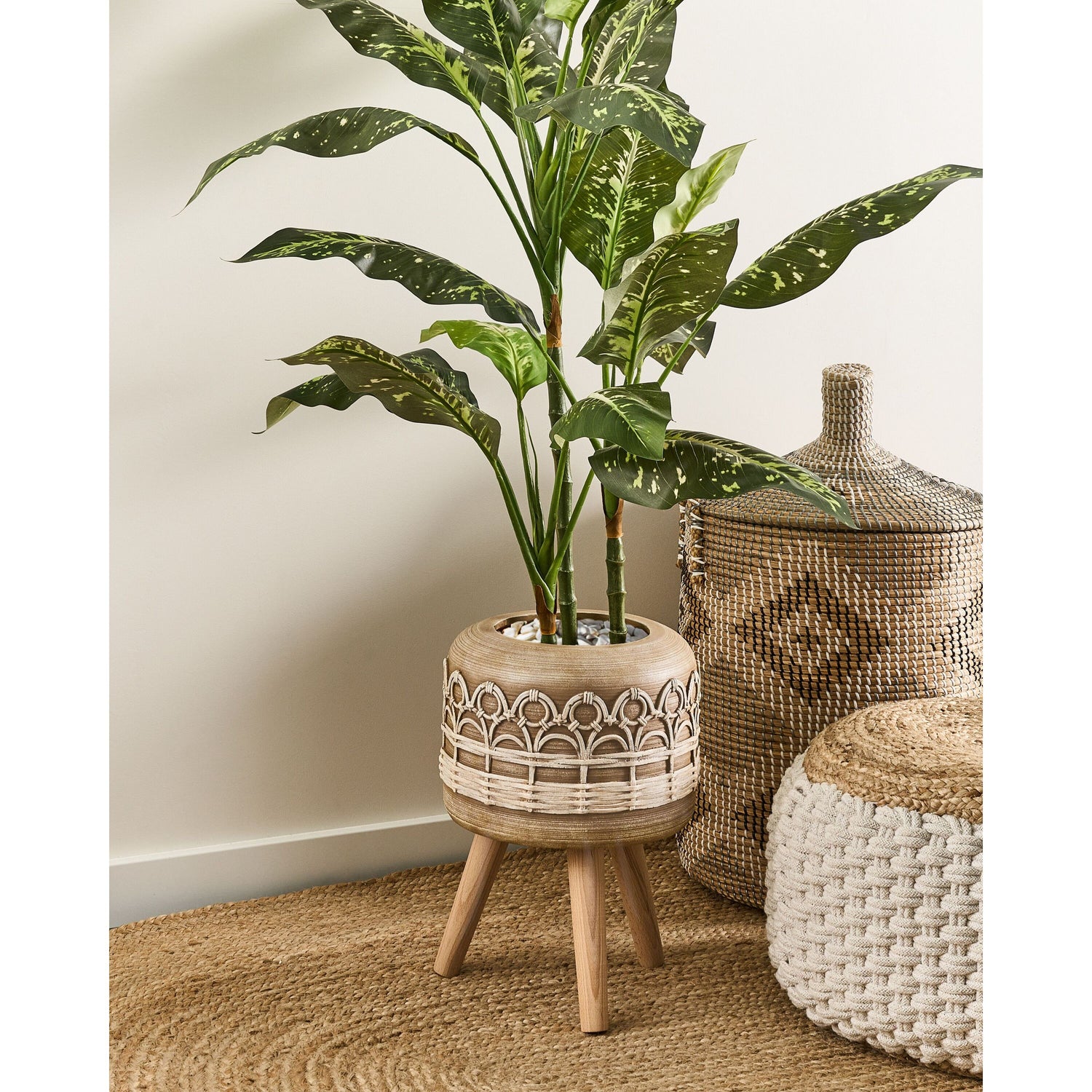 Beliani - CYRTOMIUM - Bloempot - Lichtbruin - Magnesium