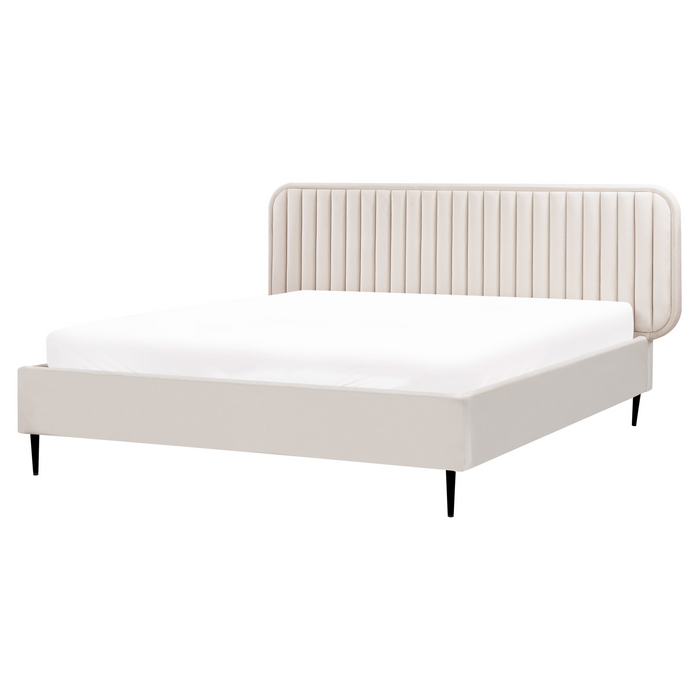 Beliani - BRIN - Tweepersoonsbed - Beige - 160 x 200 cm - Fluweel