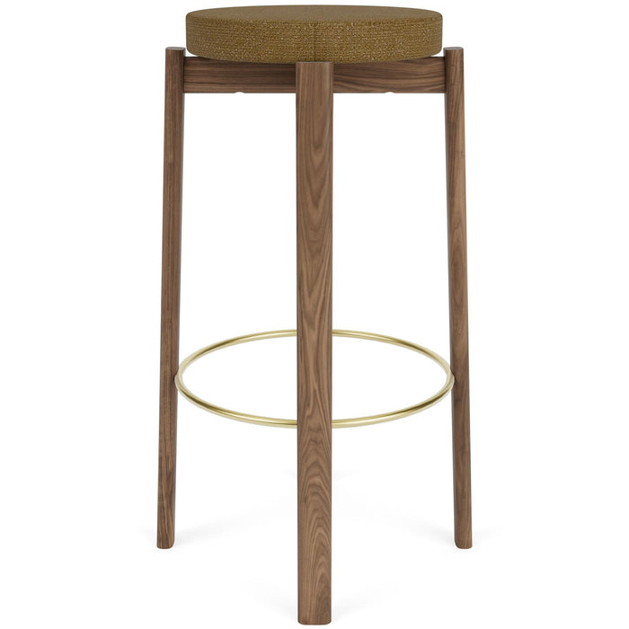Audo Copenhagen Passage barkruk H76 walnoot Bouclé Gold 06|messing